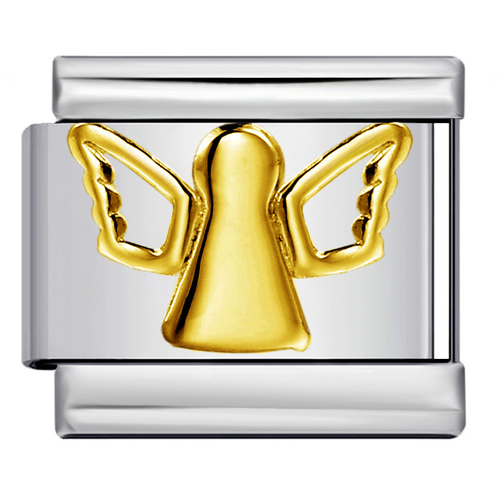 Wholesale Italian modular bracelet titanium steel welded gold-plated oil drip DIY Charms