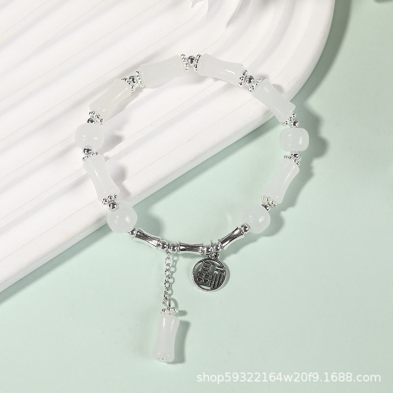 Wholesale New Chinese National Style Bamboo Section Beaded Bracelet,  Glazed Handmade Jewelry,  Travel Souvenir Gift for Women