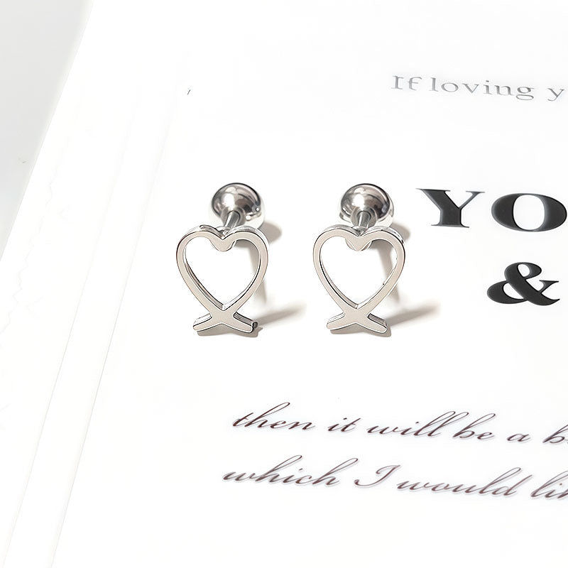 Wholesale Titanium Steel Stylish Heart  Star Screw-Back Cartilage Stud