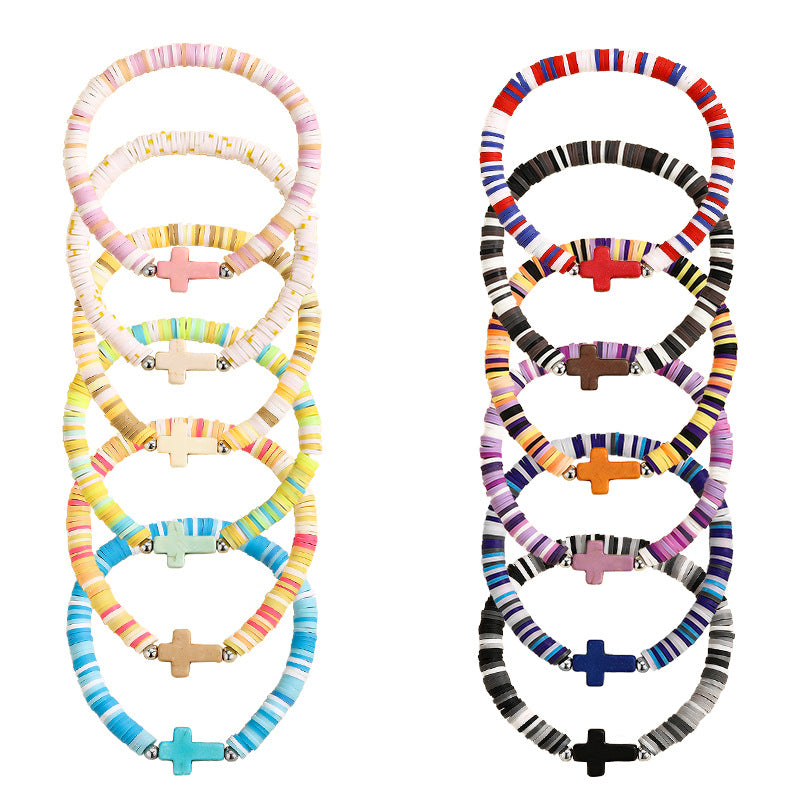 Wholesale Bohemian Colorful Soft Clay Beach Elastic Adjustable Bracelet