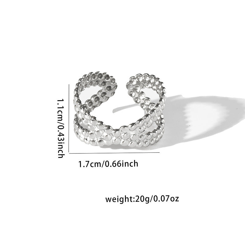 Wholesale Chic Geometric Hollow Leaf Open Ring,  Titanium Steel Electroplated,  Fashion Jewelry Accessory
