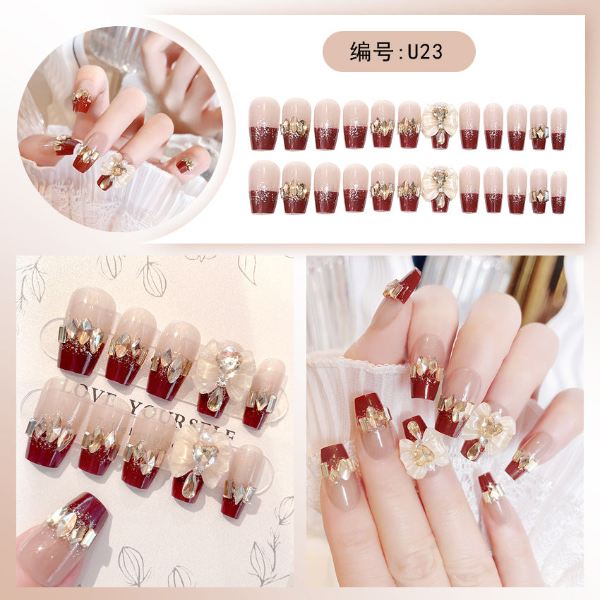 Wholesale 24 Pieces/box Large Diamond Nail Patches Press-on Nails Kits Nail Stickers ACC-NS-DiNa004
