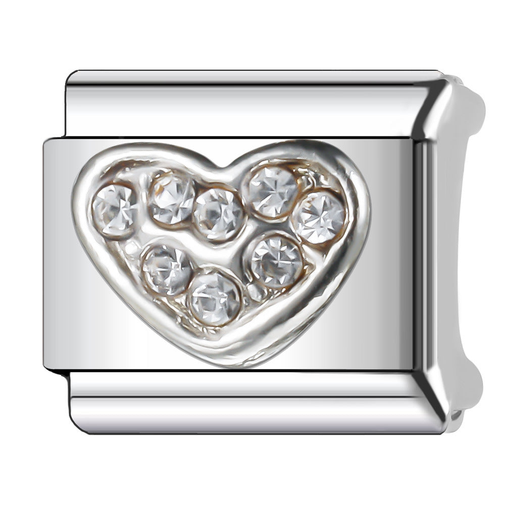 Wholesale Italian Charm Bracelet 9mm DIY Splicing Diamond Light Luxury Series Stainless Steel Composable Bracelet