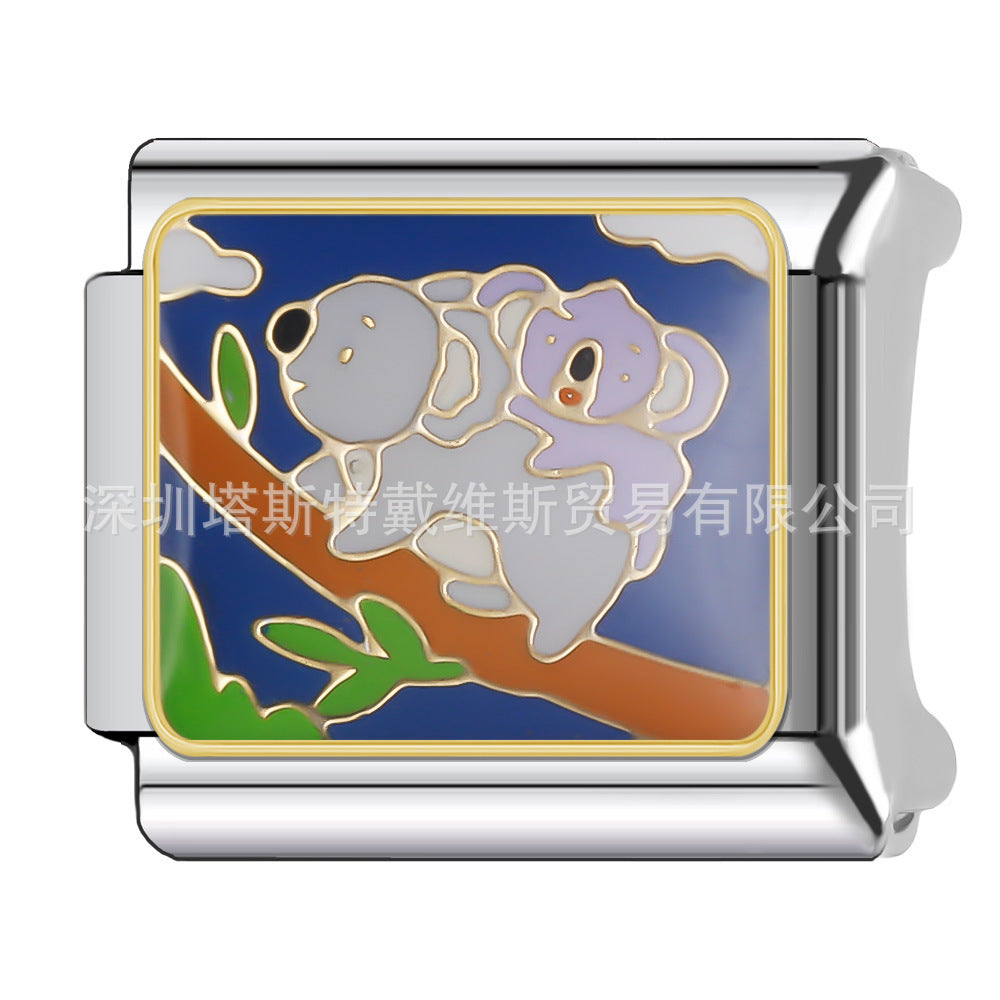 Wholesale 9mm Italian Charm Starter Bracelets DIY square Single Section Creative Stainless Steel Composable Bracelet