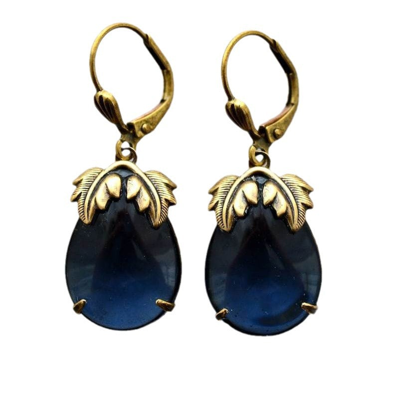 Wholesale  vintage gemstone leaves fashion pendant earrings