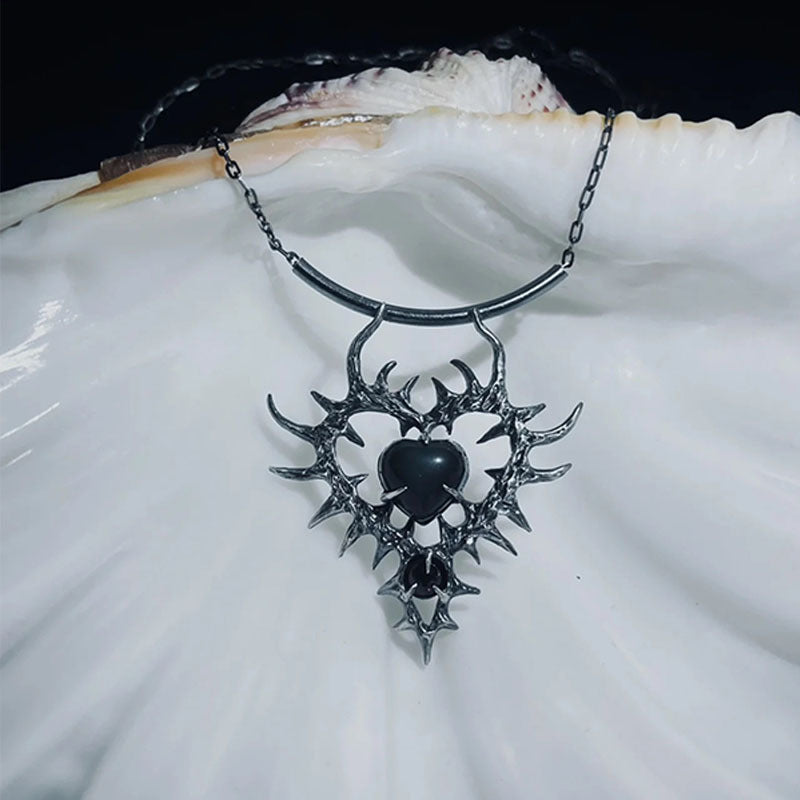 Wholesale  punk Gothic dark wind n love diamond necklace Asian culture pendant