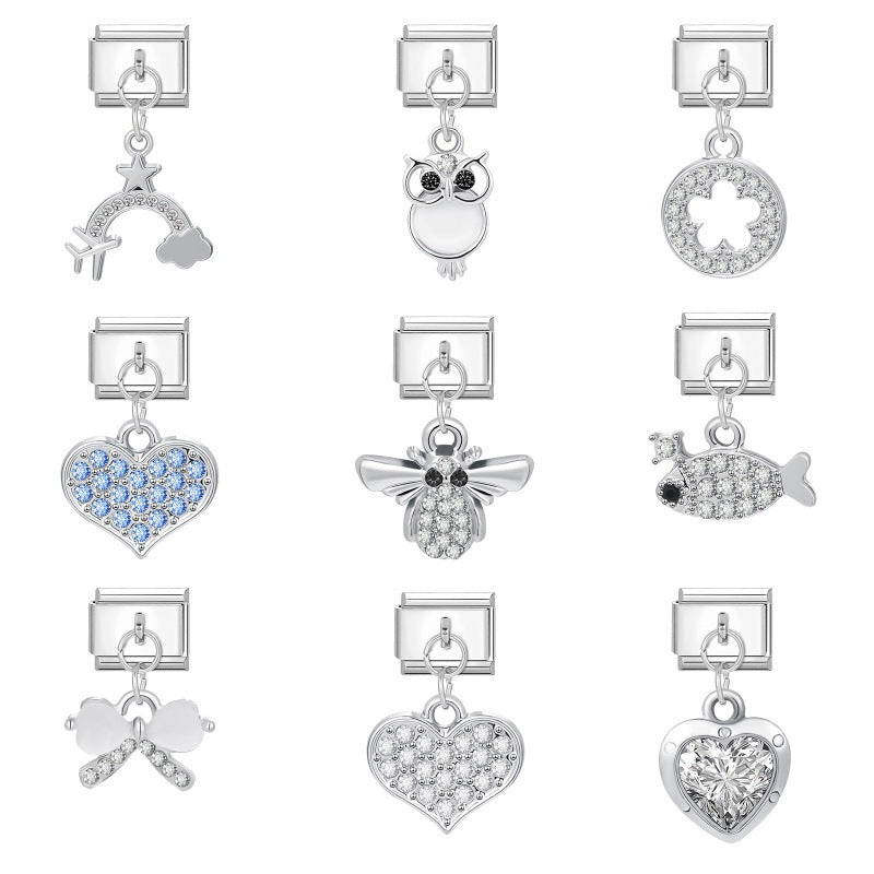 Wholesale Italian Charm Bracelet 9mm DIY Splicing Cute Creative Stainless Steel Composable Bracelet