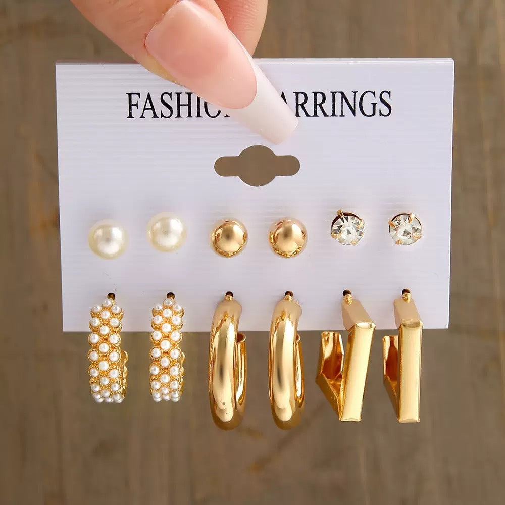 Wholesale Alloy Geometric Square Earrings Set Ins Style Fashion Jewelry Accessory