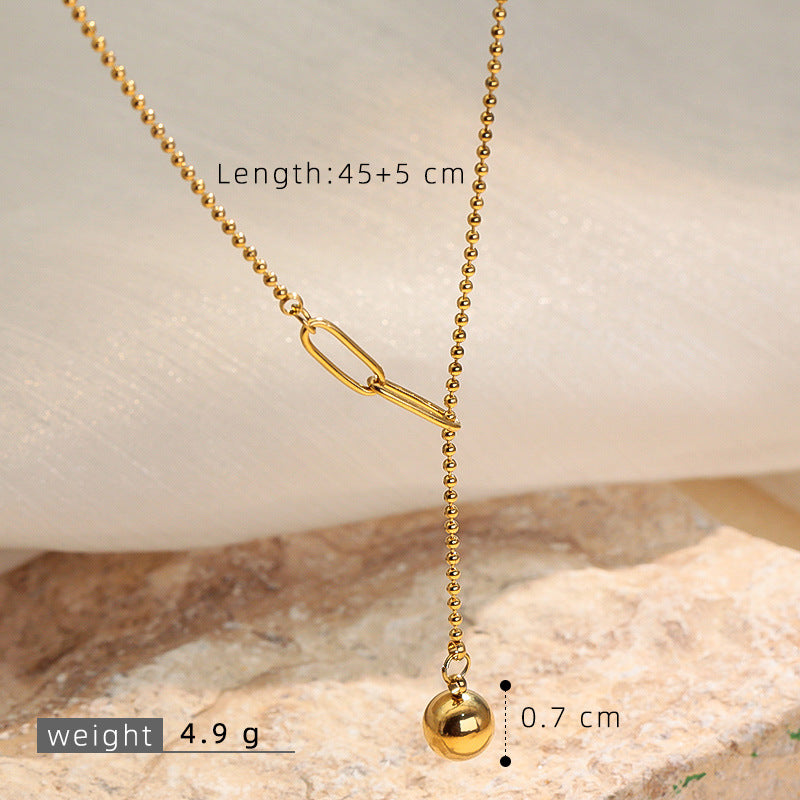 Wholesale Stainless steel double-layered gold bead necklace