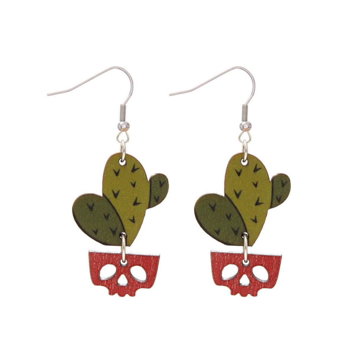 Wholesale  Plant Cactus Wooden Earrings