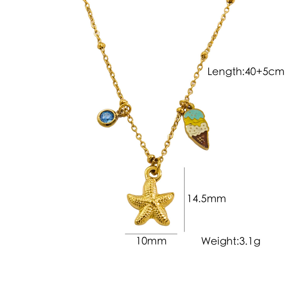 Wholesale Ocean Series 14K Gold Stainless Steel Necklace