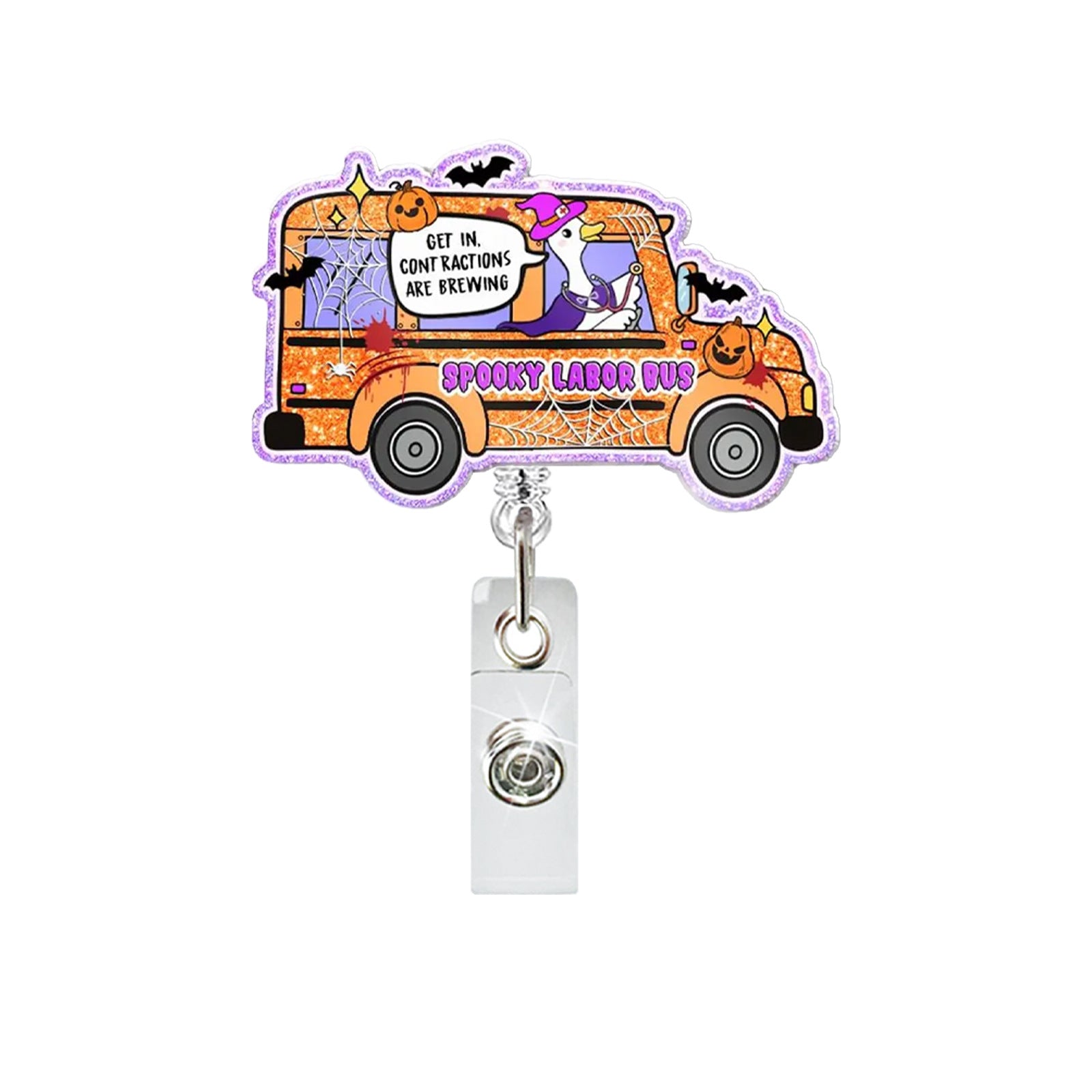 Wholesale  Silly Goose Acrylic Badge Reel - Rotating ID Holder with Alligator Clip for Office or Keychain