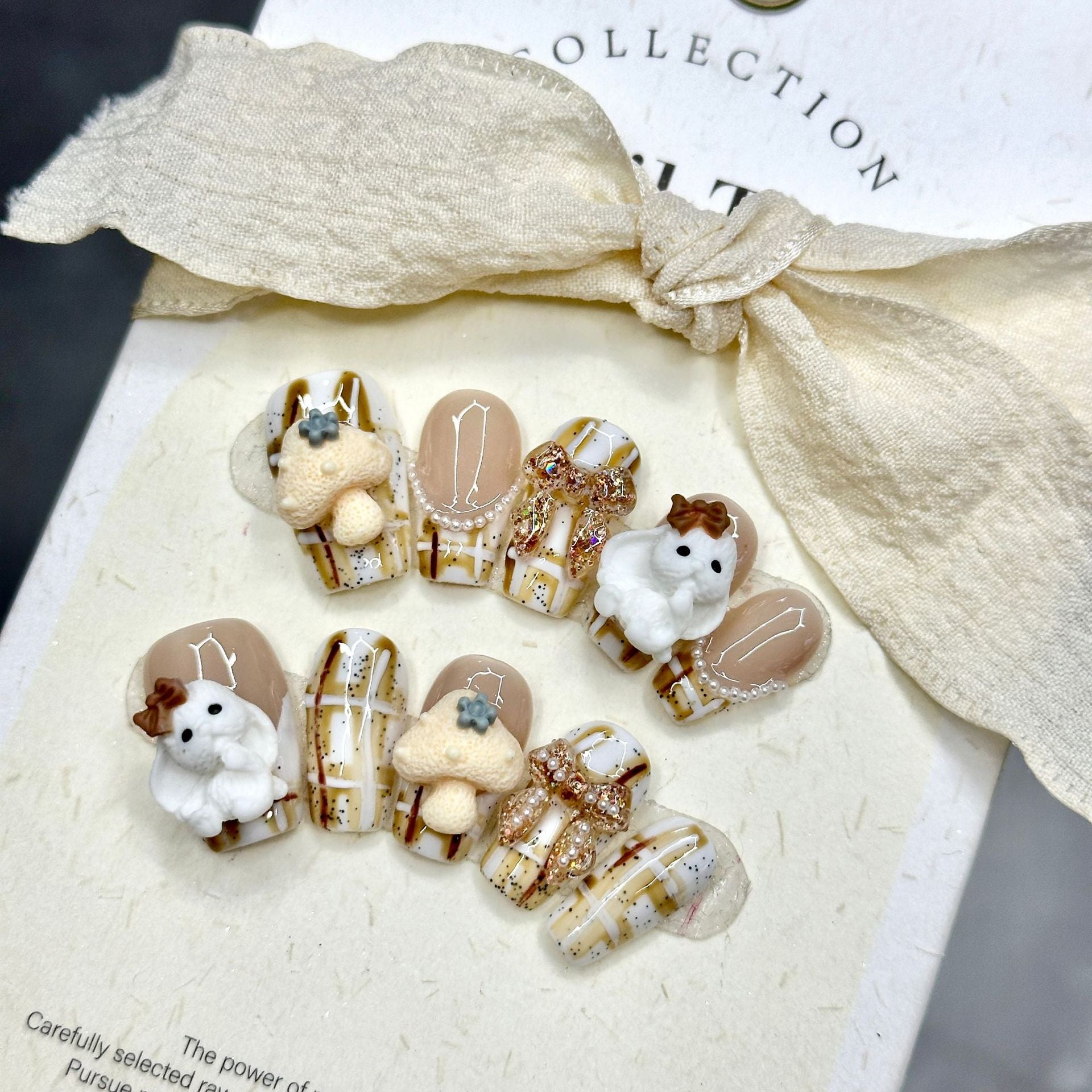 Wholesale 24 Pieces/box Bunny Press-on Nails Kits Nail Stickers ACC-NS-qilong002