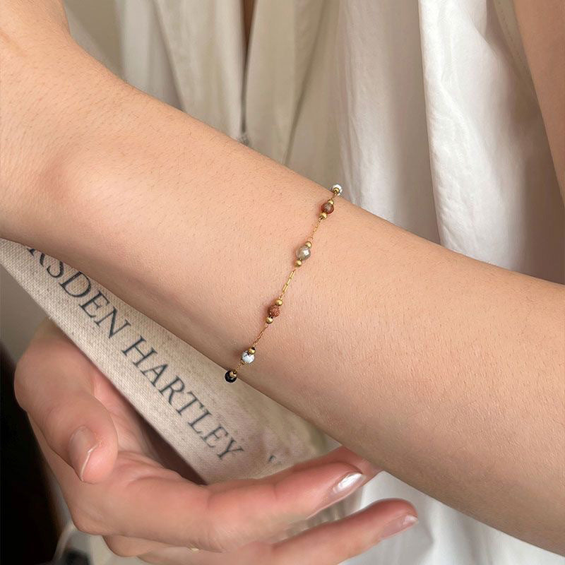Wholesale Stylish Geometric Bracelet Colorful Stone Beads Zinc Alloy Women S Fashion Jewelry Accessory