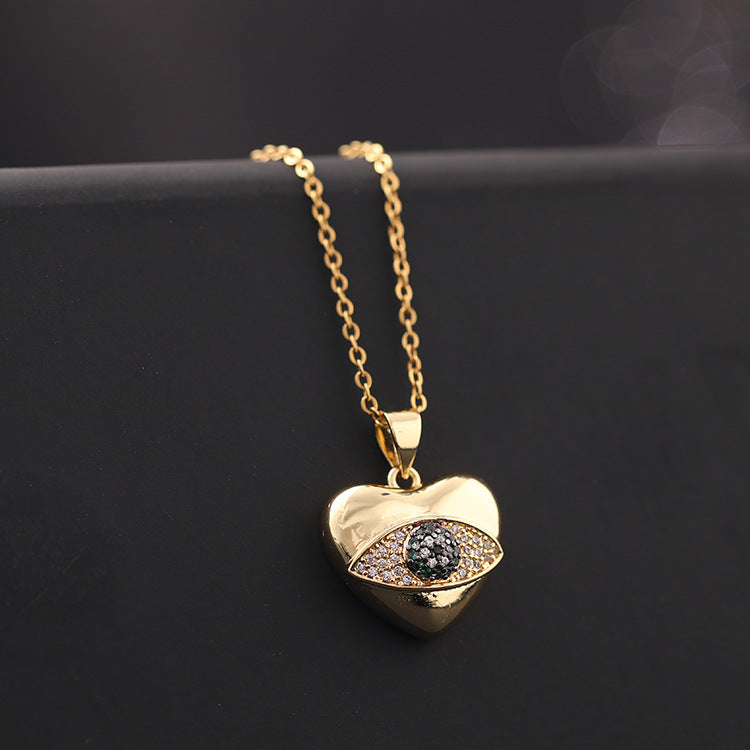 Wholesale Copper Clavicle Chain Colored Zircon Eye Pendant Evil Eye Necklaces ACC-NE-SY011