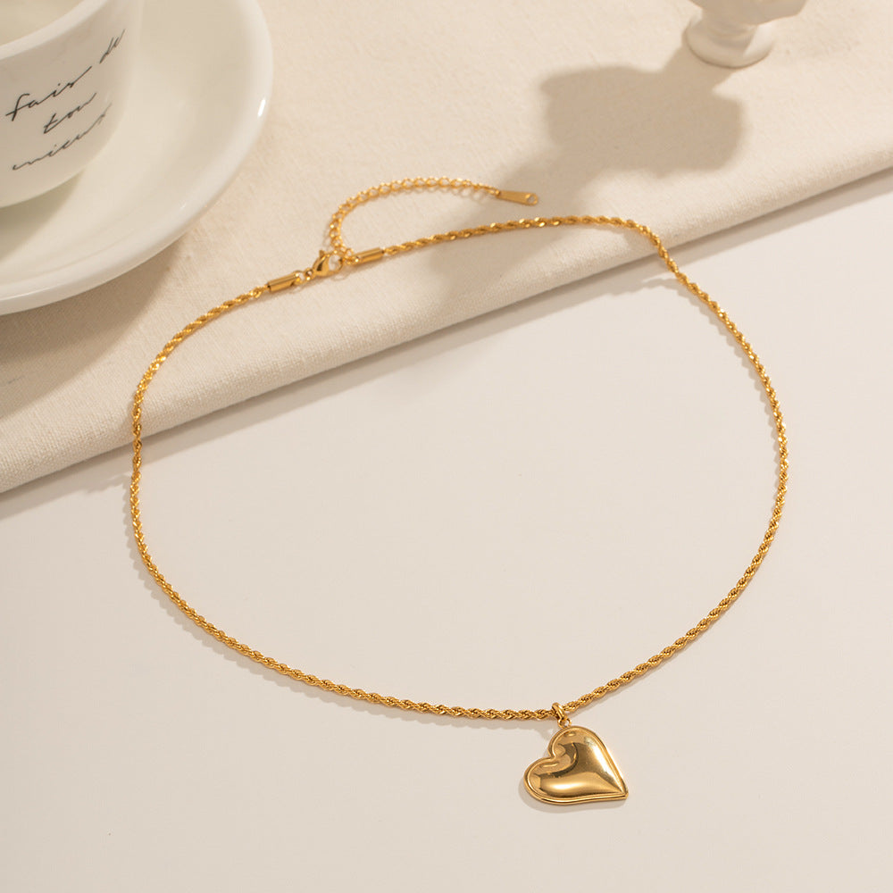 Wholesale Simple Big Heart Pendant Twist Chain Necklaces ACC-NE-WanX003