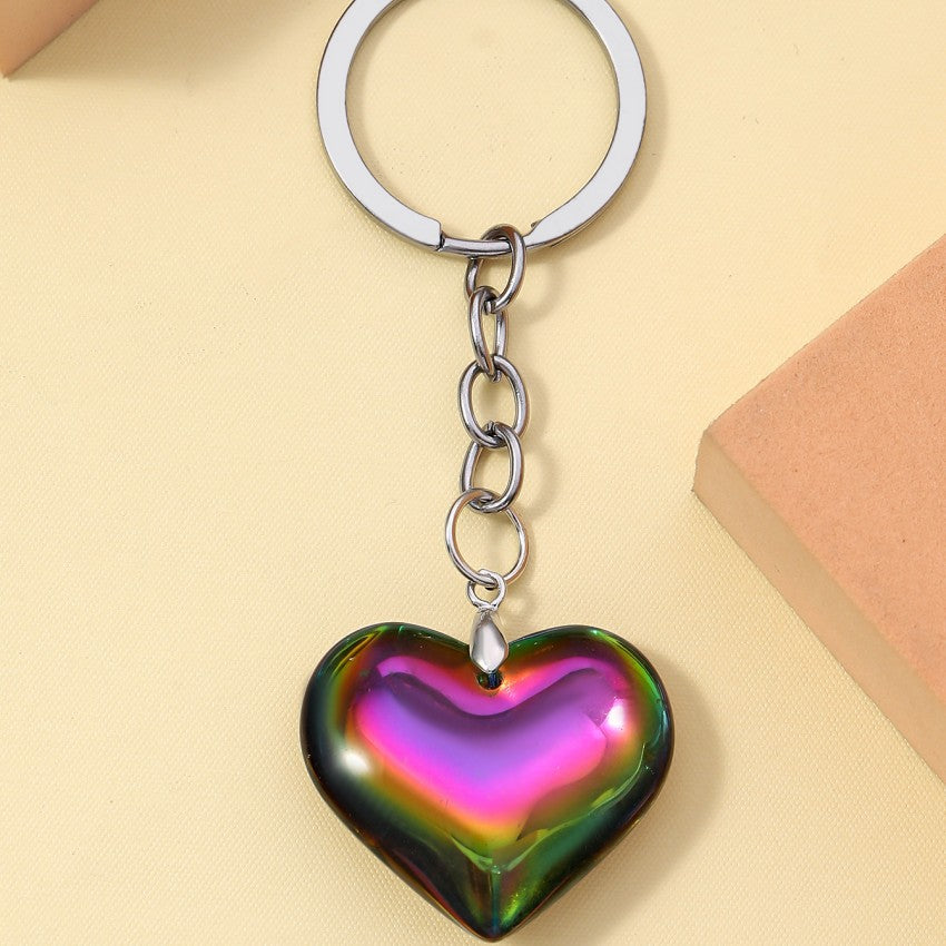 Wholesale 3D Colorful Glass Heart Keychains ACC-KC-RongRui010