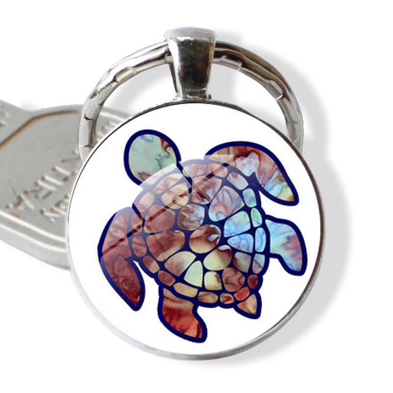 Wholesale Rendering of Colored Turtle Keychain Pendants, Time Gemstones, Turtle Keychains ACC-KC-JiaYun002