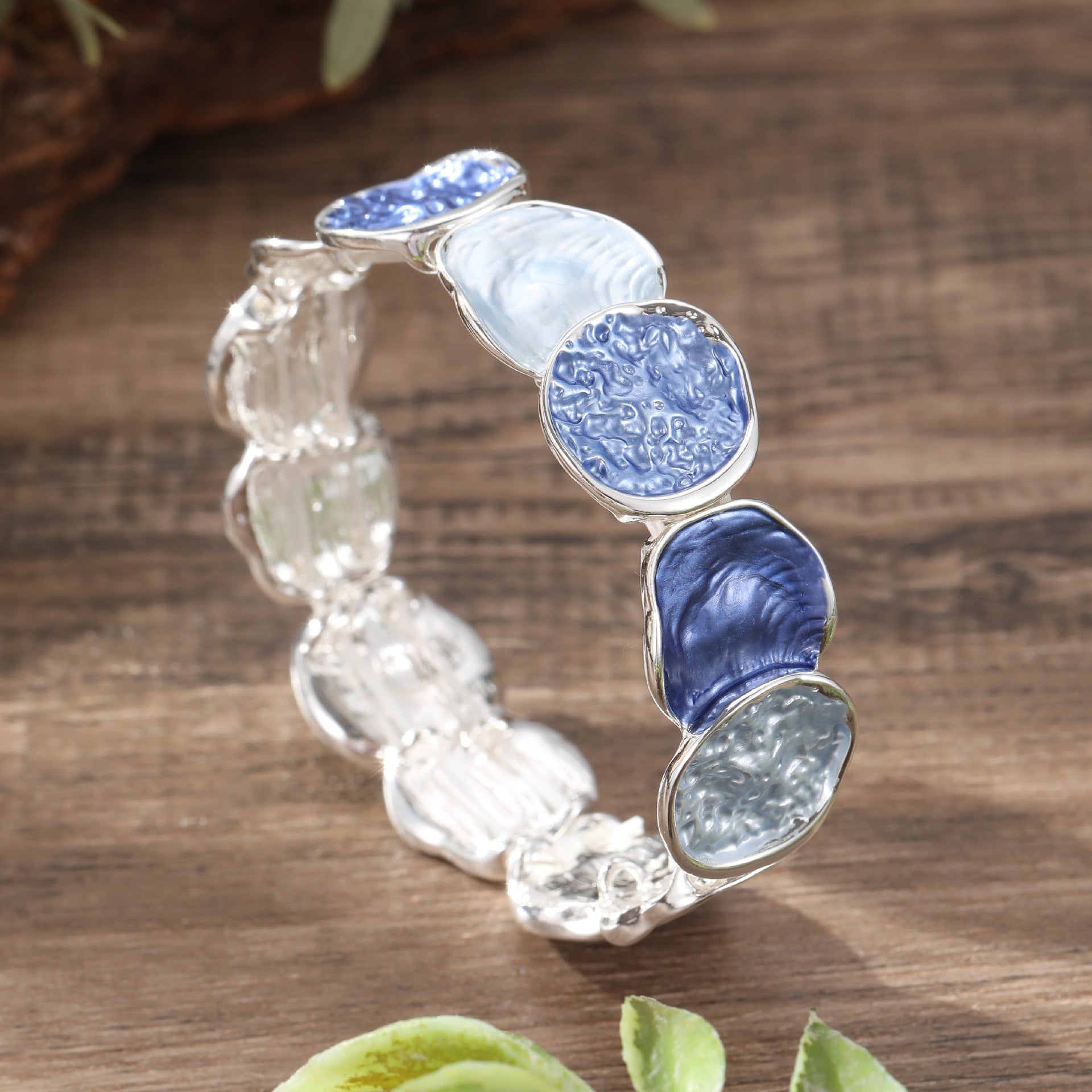 Wholesale  Enamel Color Round Geometric Line Elastic Bracelet