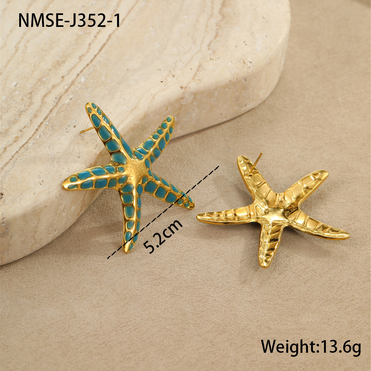 Wholesale Ocean Style Stainless Steel Colorful Oil Dripping Starfish Earrings