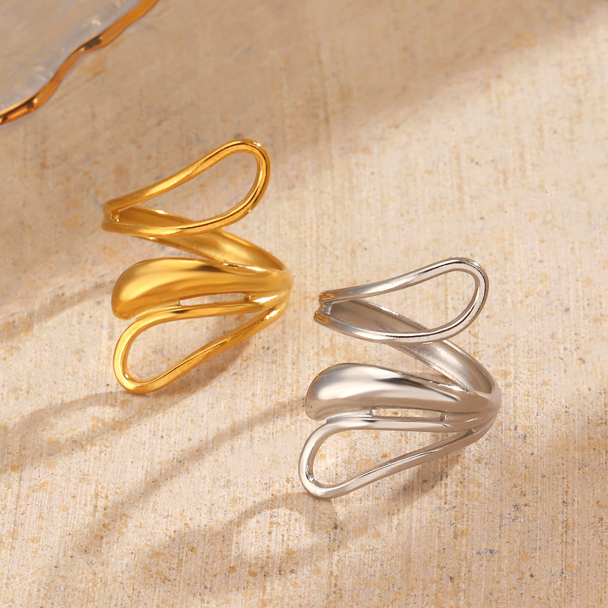 Wholesale Stainless Steel Electroplated Hip Hop Open Ring Fashion Accessory Gift for Women