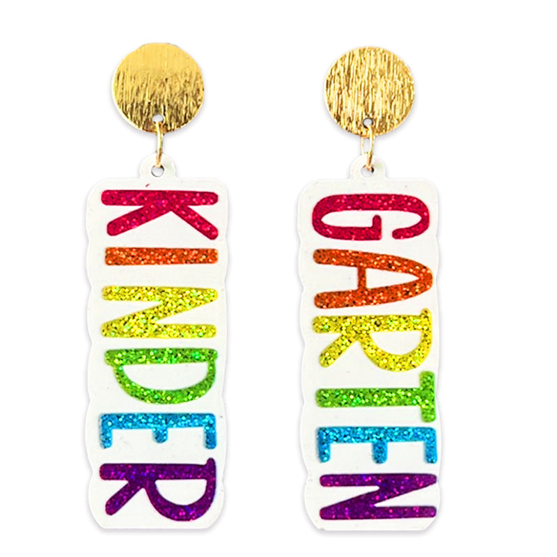 Wholesale Shiny colored earrings with words