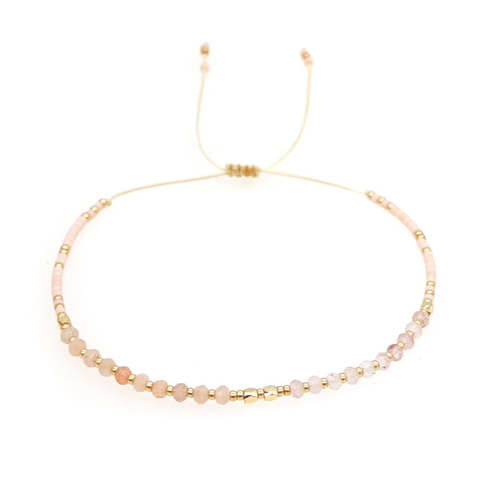 Bracelet de perles d'or des perles de riz en gros tissées à la main