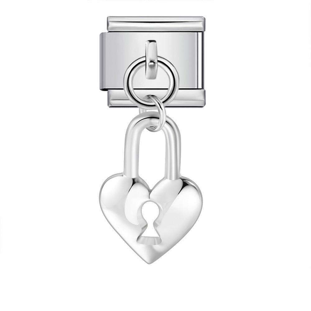 Wholesale Italian modular heart pendant DIY single hook bracelet