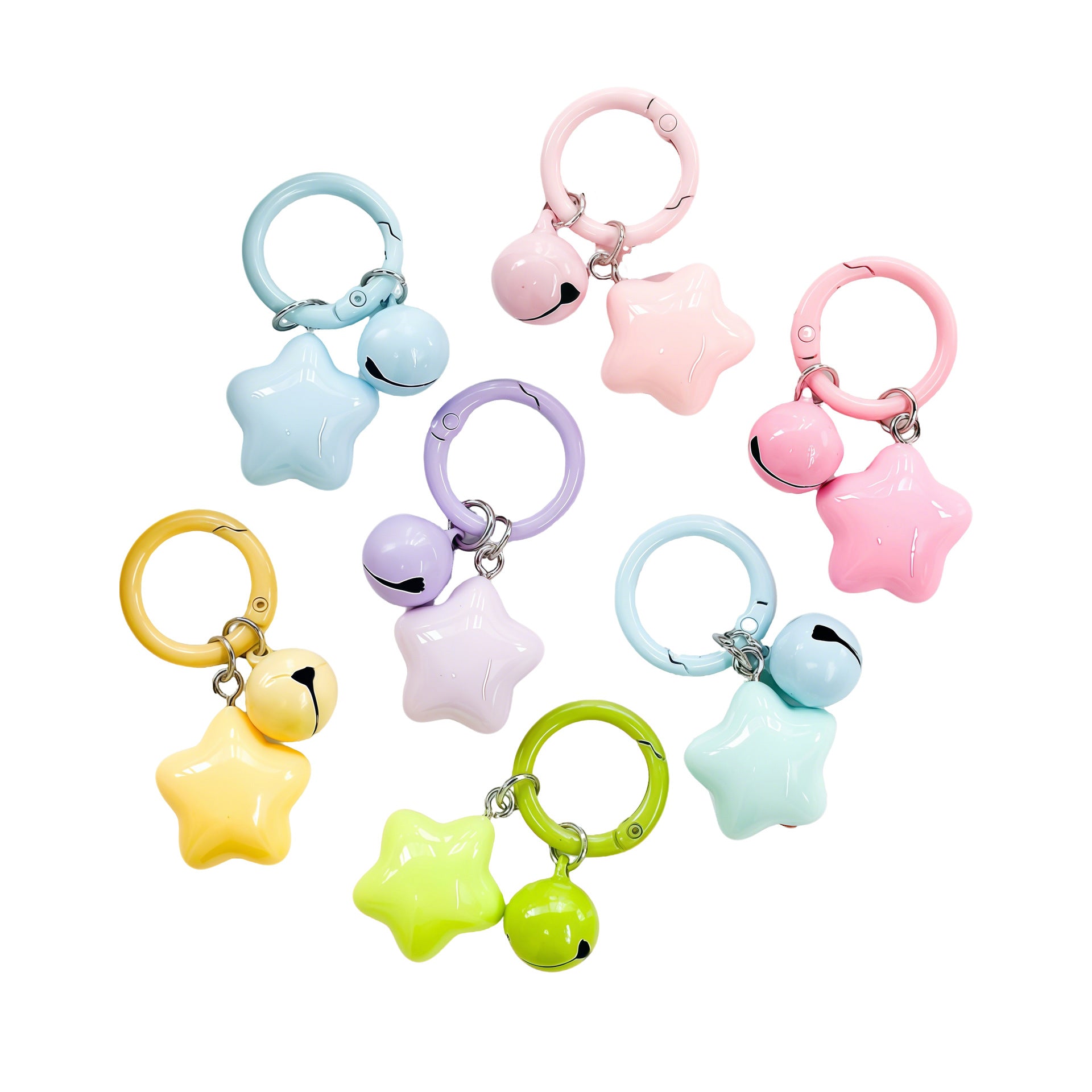 Wholesale Cute Chubby Star Bell Keychain Pendant Colorful Plastic Resin Bag Charm