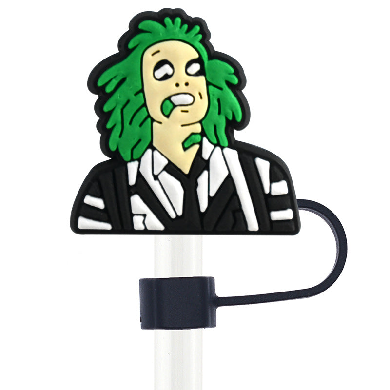 Wholesale Random 100pcs Dark Style 10mm PVC Soft Straw Tube Cap ACC-SCR-RYY100