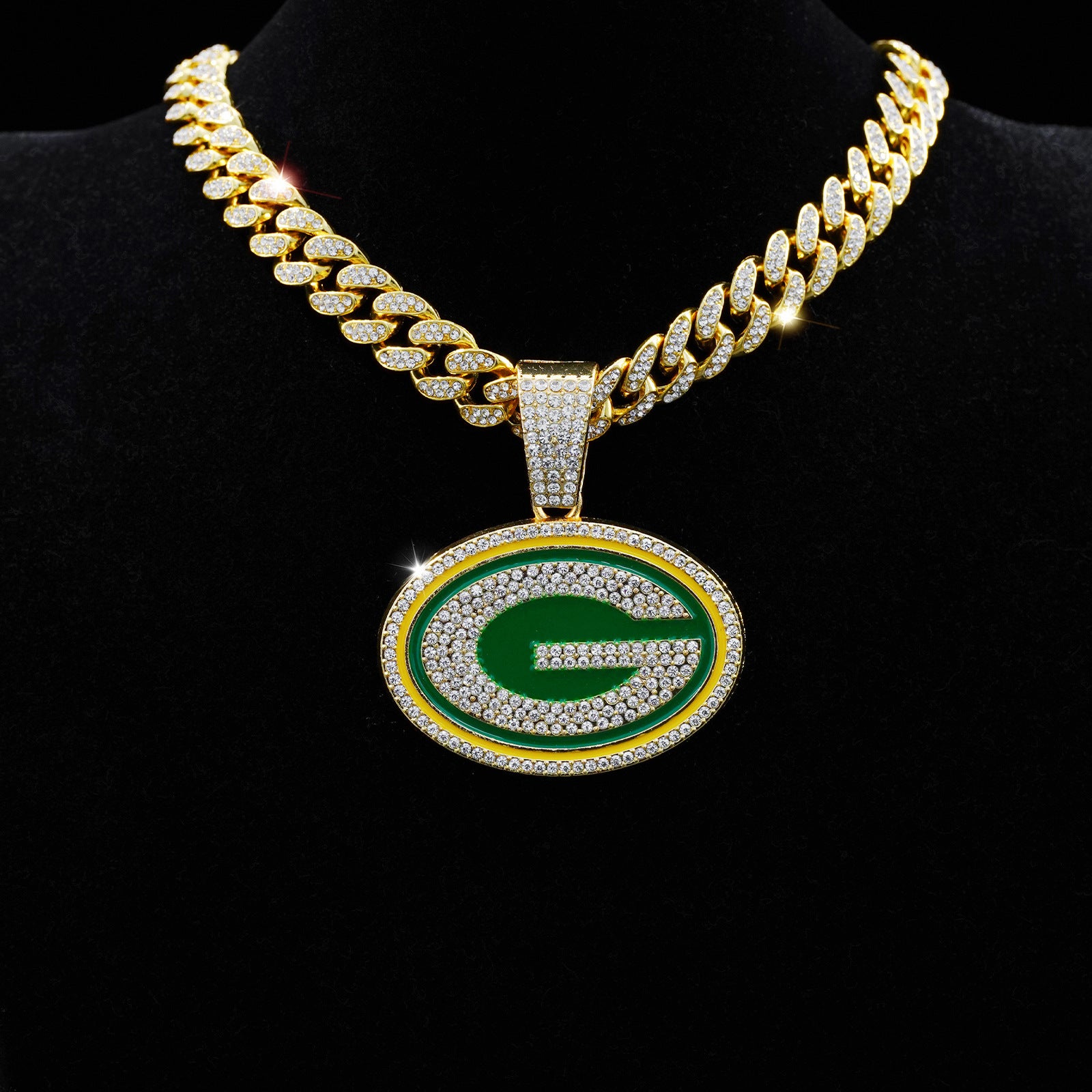 Wholesale Hip-hop diamond Cuban chain oil drop letter G round necklace