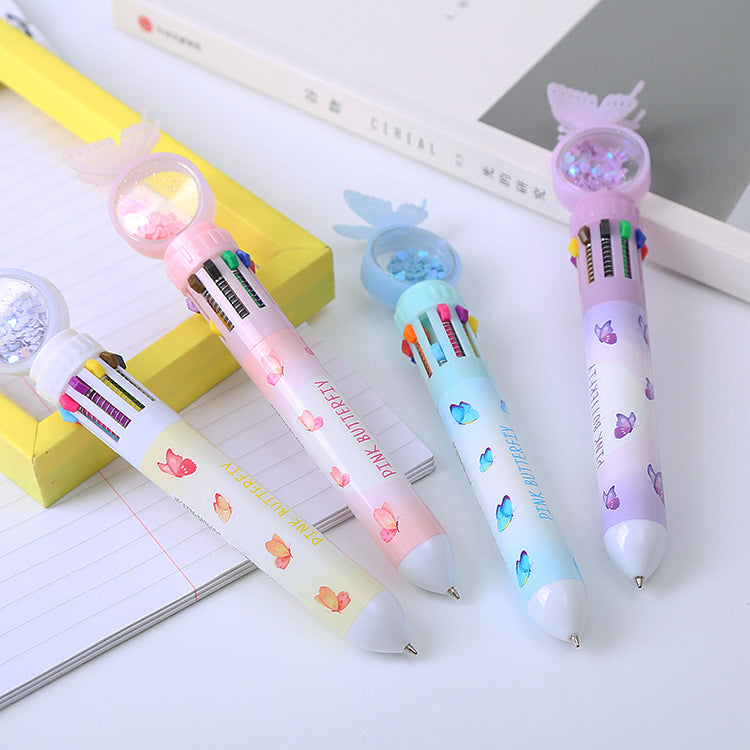 Wholesale Sequin Butterfly ten-color ballpoint pen ballpoint pen