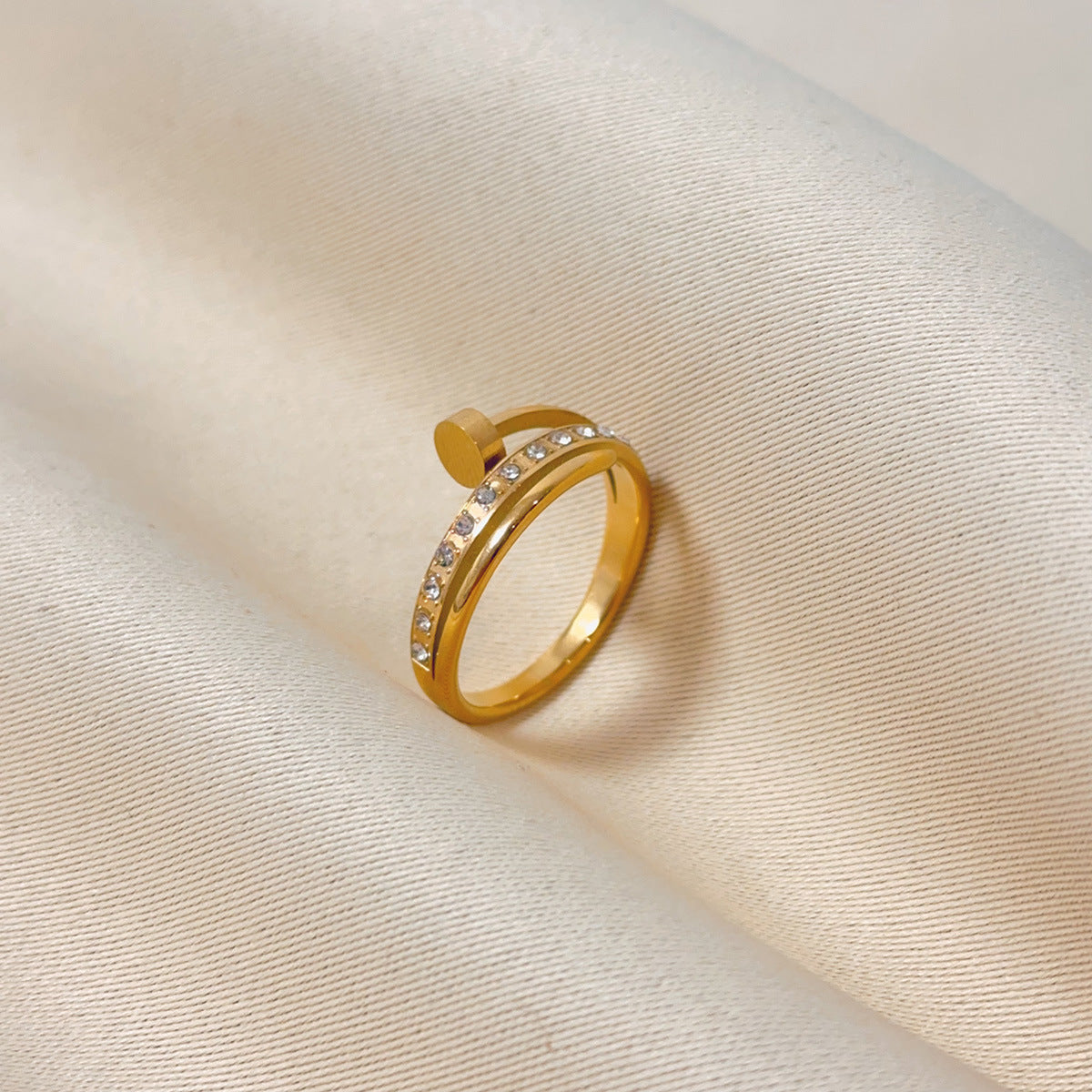 Wholesale  does not fade nail diamond ring titanium steel  ring