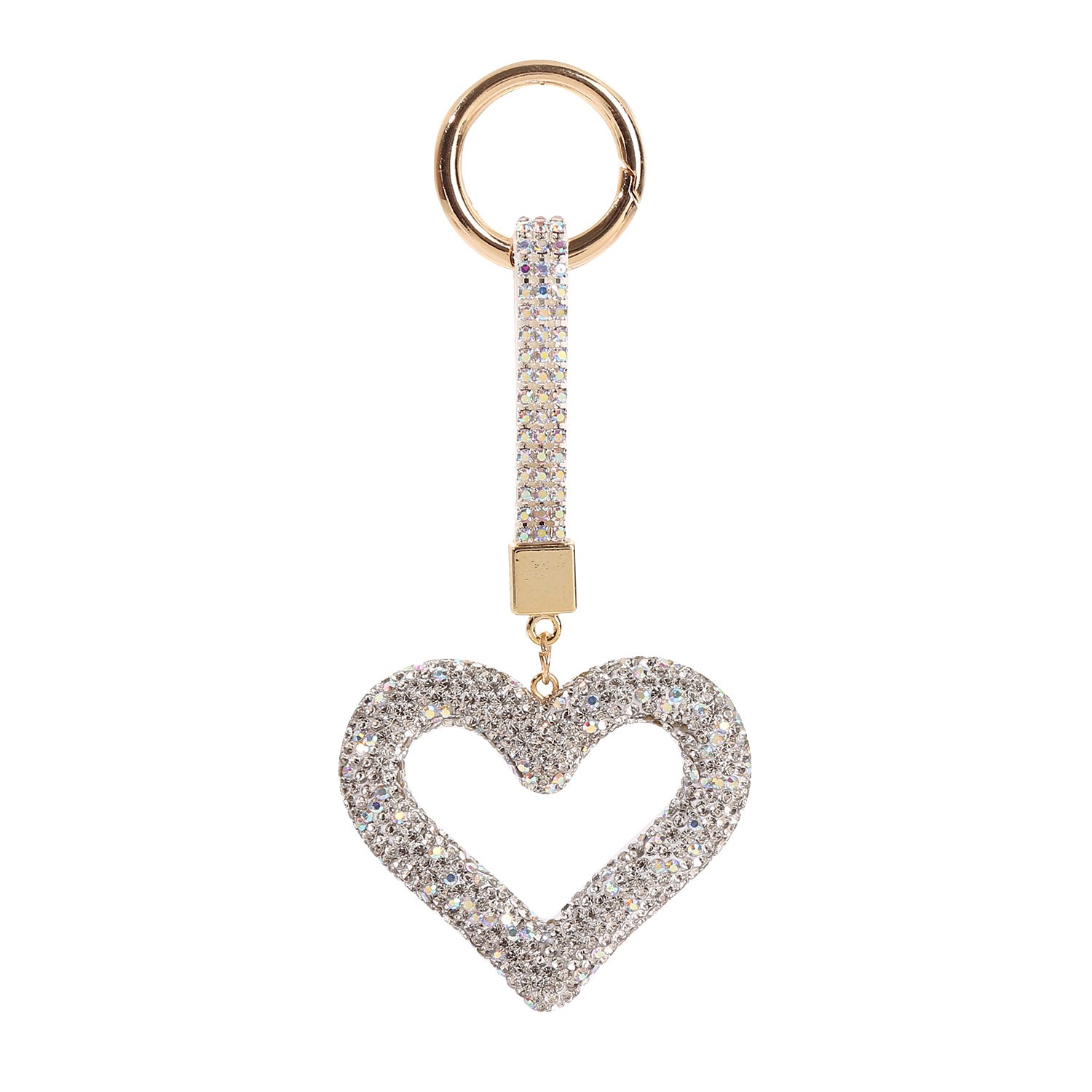Wholesale Hollow Full Diamond Heart Alloy Keychain