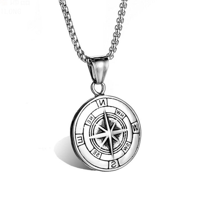 Wholesale  compass necklace stainless steel pendant necklace