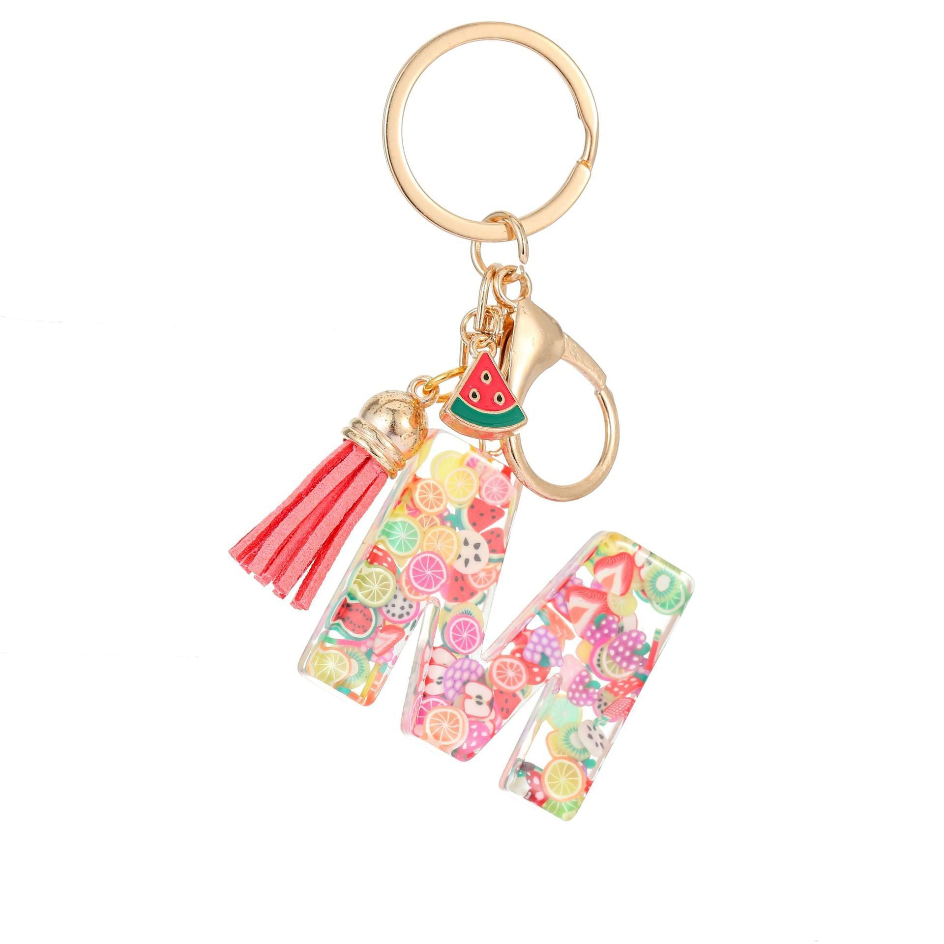 Wholesale Fruit resin letter keychain