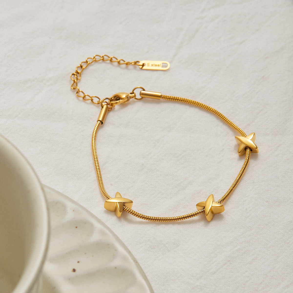 Wholesale 18K Gold Stainless Steel Bracelet with Diamonds X Jewelry