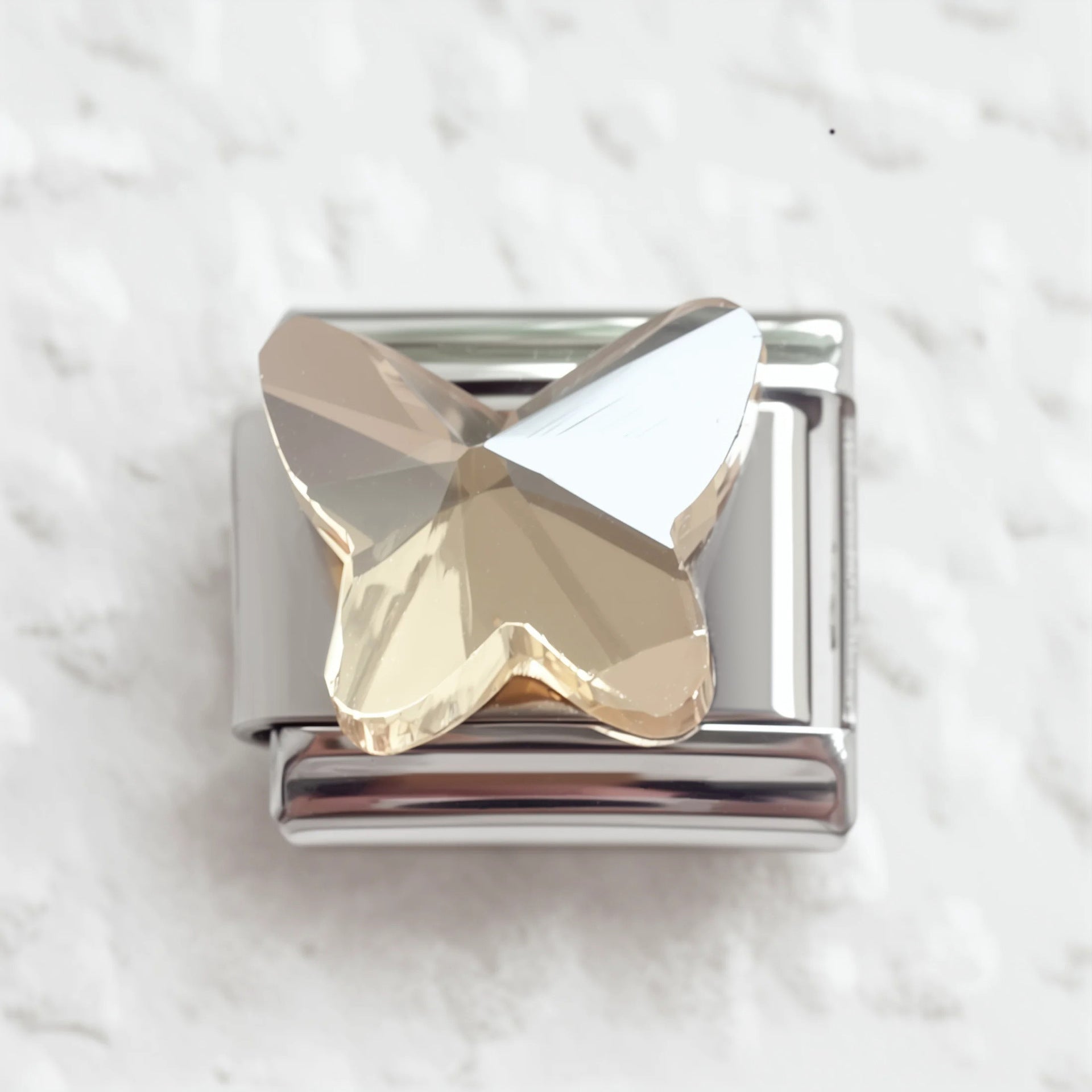 Wholesale 5pcs Italian Charm Bracelet 9mm DIY Splicing Multicolor Crystal Butterfly Stainless Steel Composable Bracelet