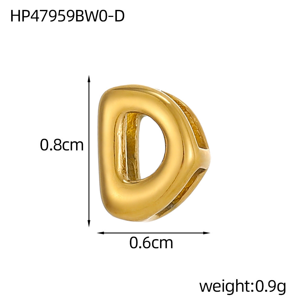 Wholesale Hollow small letters stainless steel plated 18K gold mini pendant