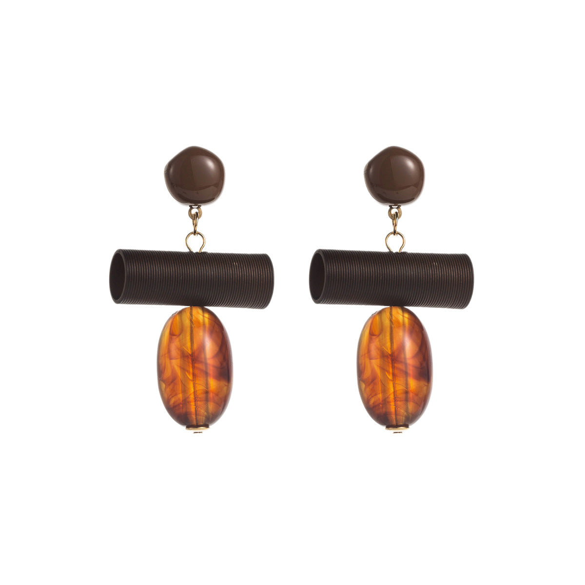Wholesale Wood Resin Water Drop Round Pendant Earrings