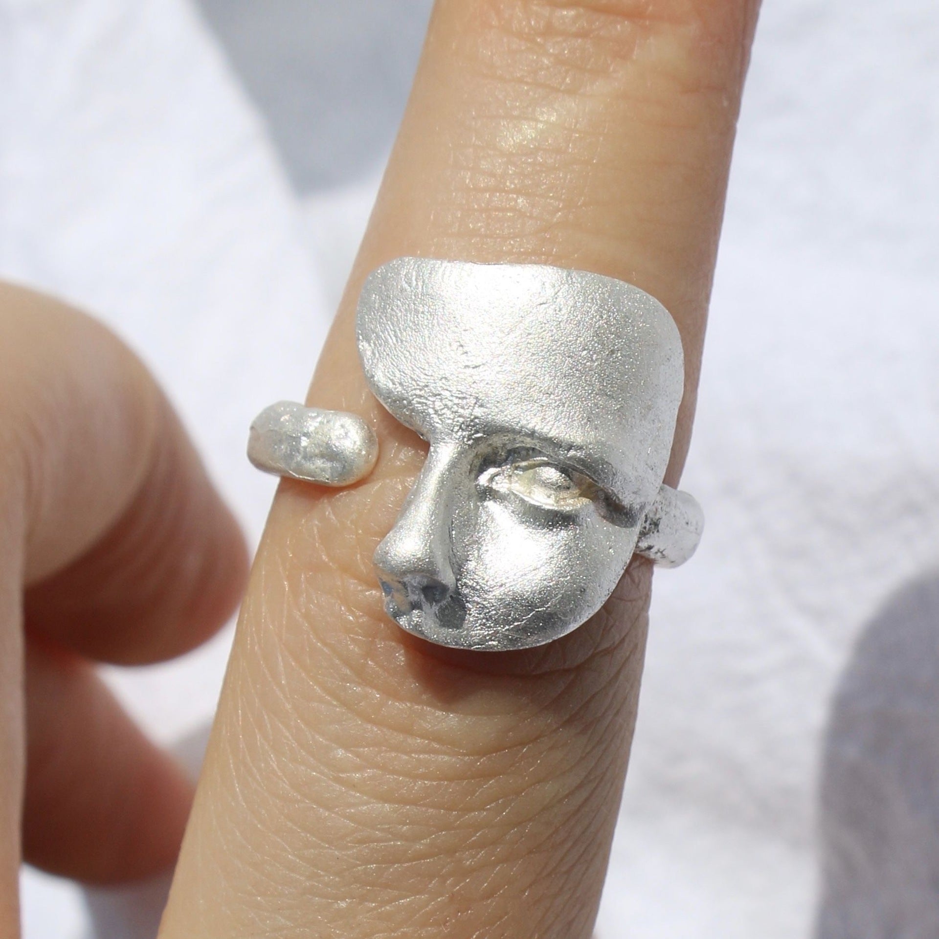 Wholesale Burnt White Texture silver Handmade Opening Ring