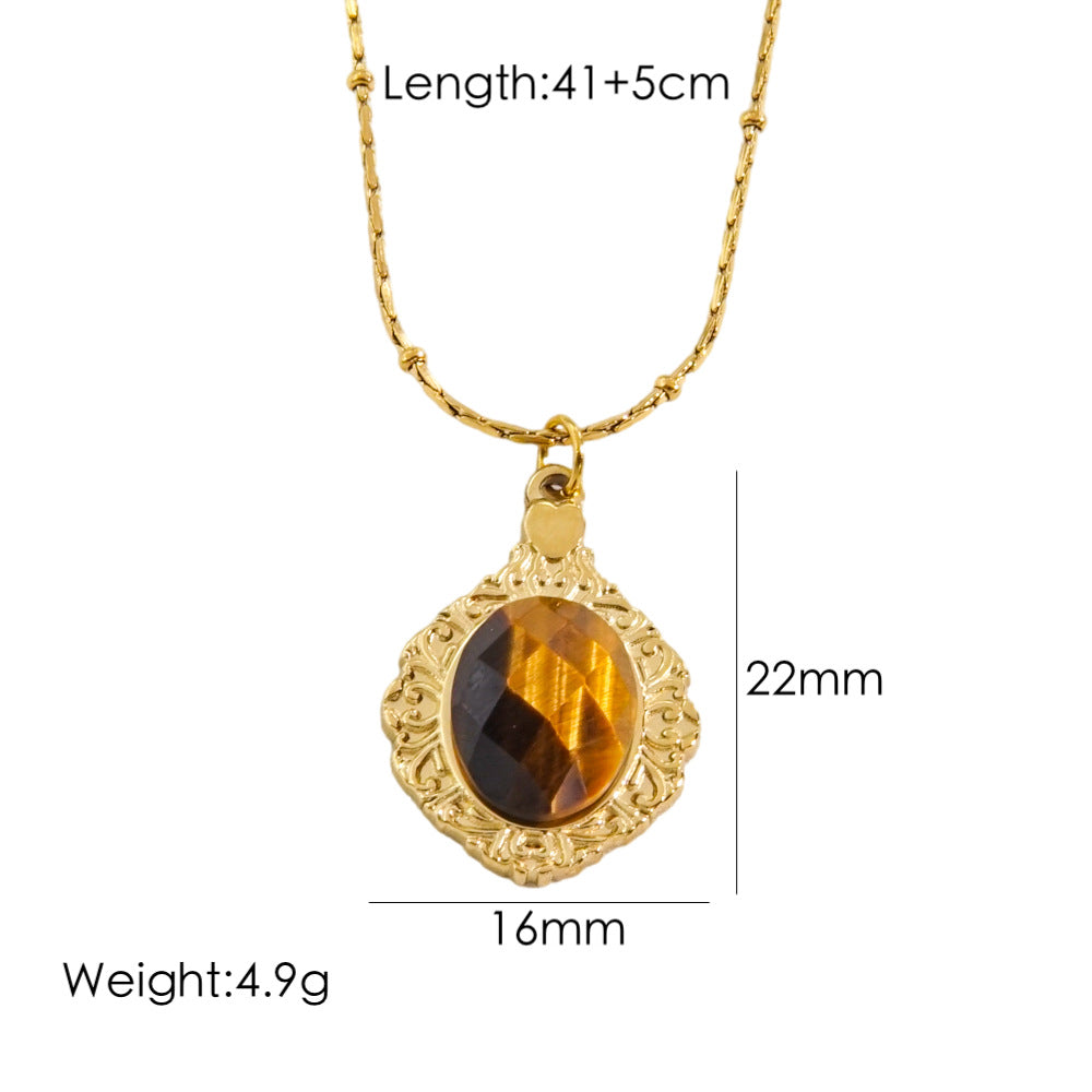 Wholesale  yellow tiger stone series stainless steel necklace