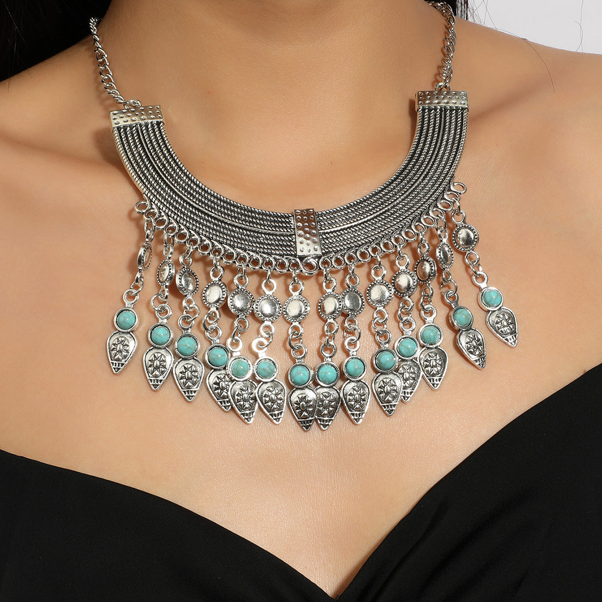 Wholesale Vintage Turquoise Alloy Necklace ACC-NE-JunJie005