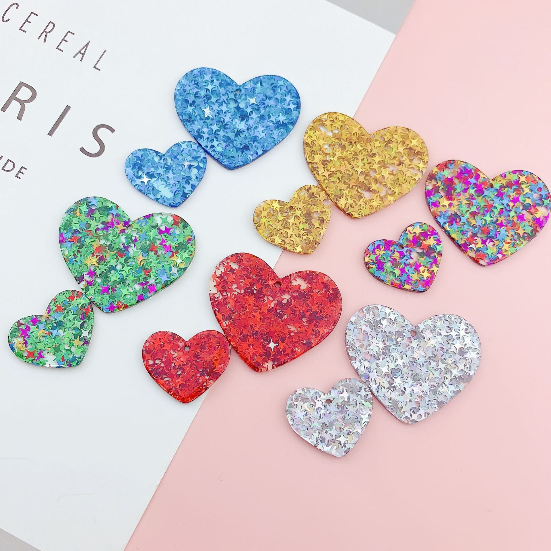 Wholesale 10pcs acrylic color sequins heart-shaped  Pendant