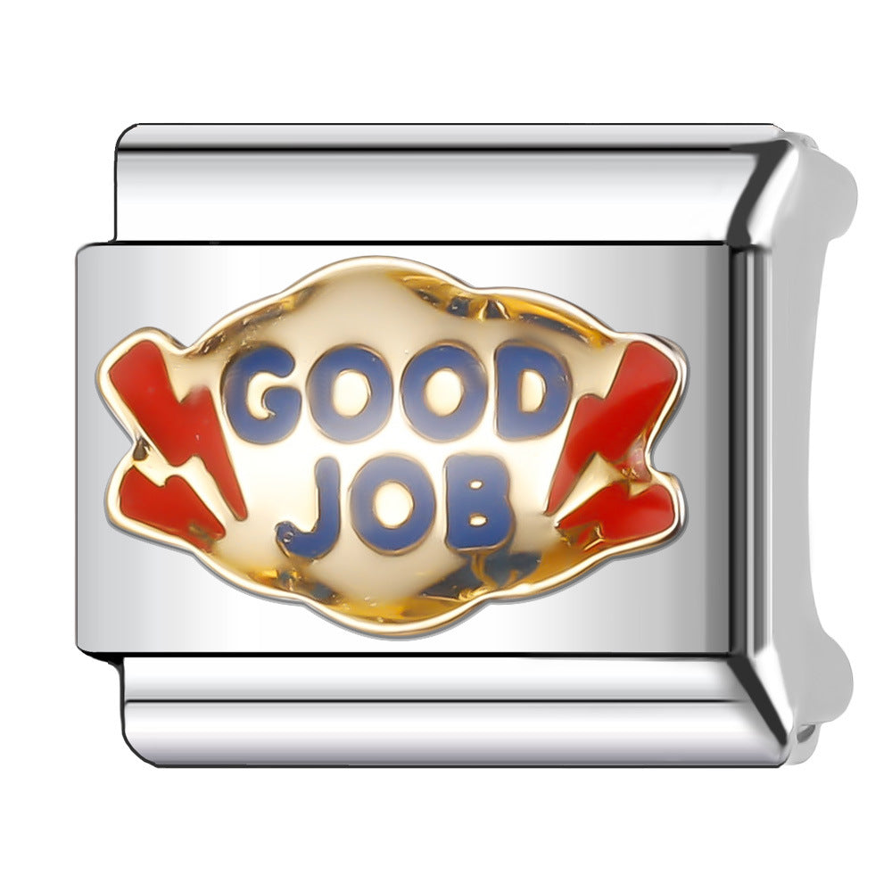 Wholesale Italian Charm Bracelet 9mm DIY Splicing English Retro Series Stainless Steel Composable Bracelet