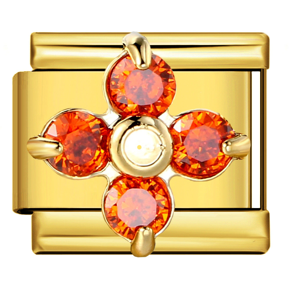 Wholesale Italian Charm Bracelet 9mm DIY Splicing Gold-Based Red Stainless Steel Composable Bracelet