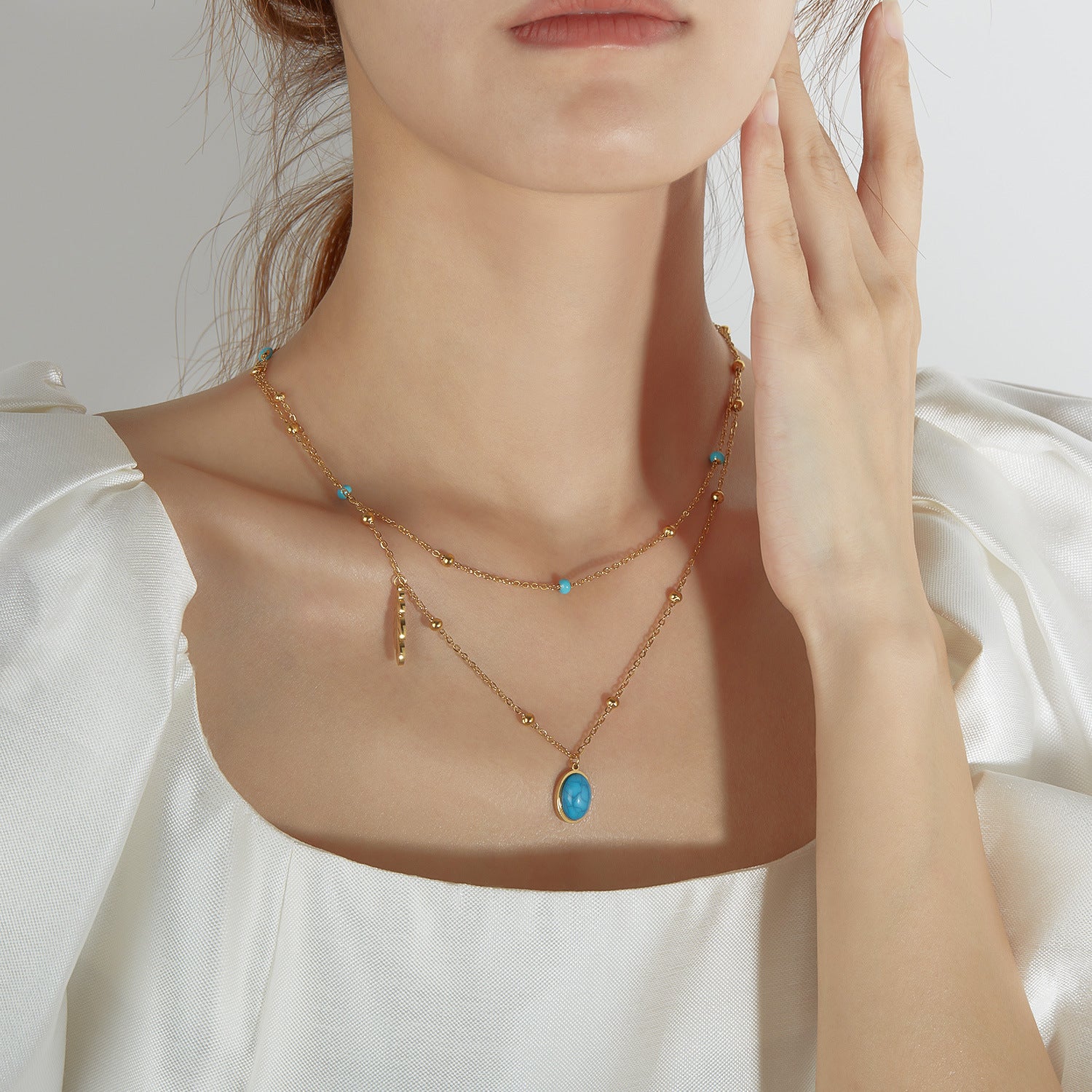 Wholesale double-layer clavicle chain accessories stainless steel necklace