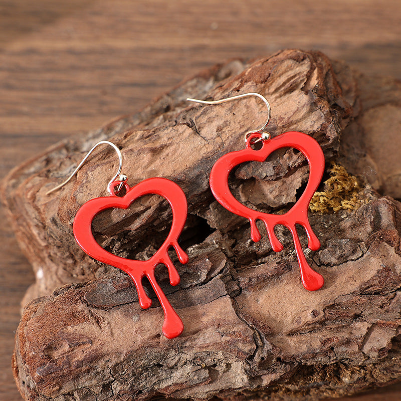 Wholesale Valentine' s Day Red Heart Tear-Drop Earrings - Sweet Style Alloy Fashion Accessory for Gift Boutique Resale