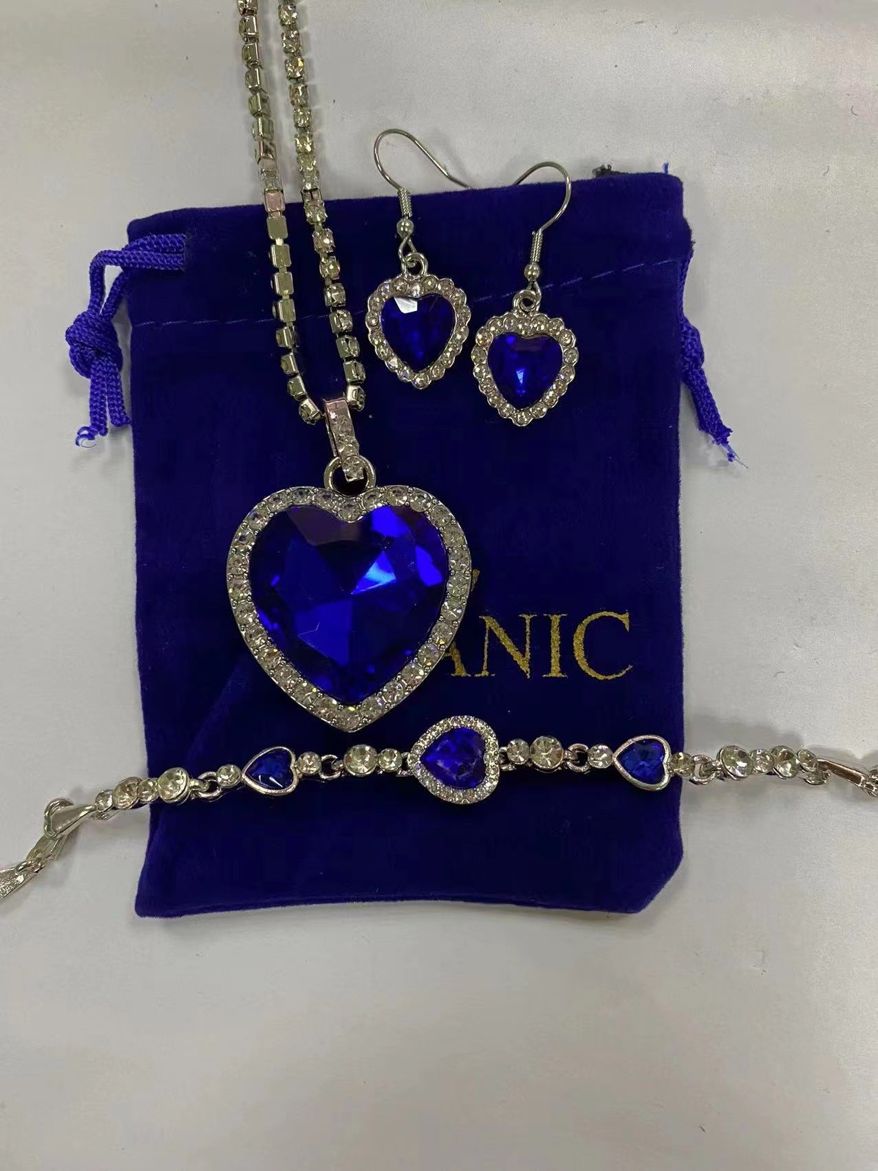 Wholesale Ocean Heart Necklace Stud Earring Set ACC-NE-Kunm002