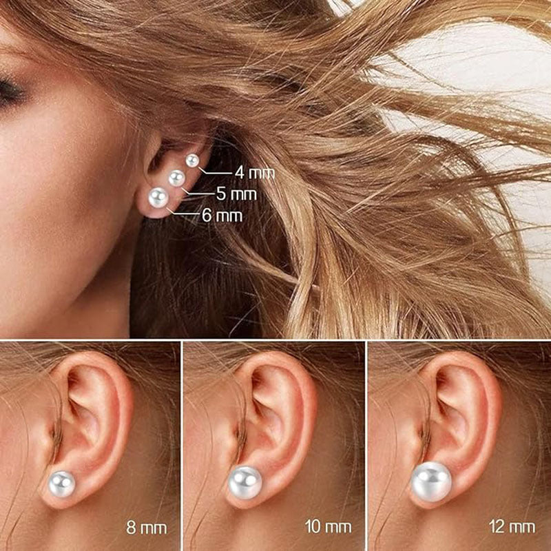 Wholesale  pearl earrings girls simple round white pearl earrings